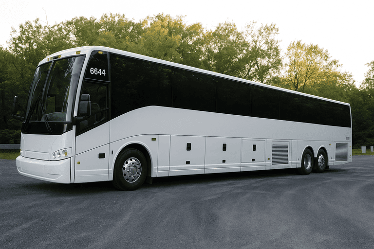 exterior of Charter Bus Rental Costa Mesa coach bus